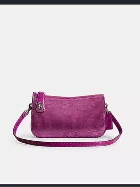 Coach Leather Penn shoulder bag hot magenta pink sequin